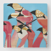 Blok van Flamingos Vierkante Klok (Voorkant)