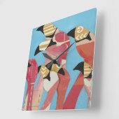 Blok van Flamingos Vierkante Klok (Hoek)