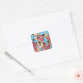 Blok van Flamingos Vierkante Sticker (Envelop)