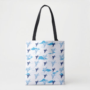 Blok van het blauw vogelpatroon tote bag