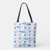 Blok van het blauw vogelpatroon tote bag (Achterkant)