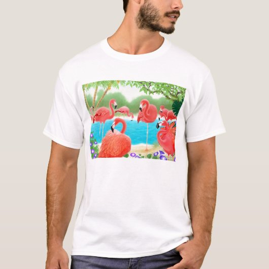 Blok van roze flamingos T-Shirt (Voorkant)