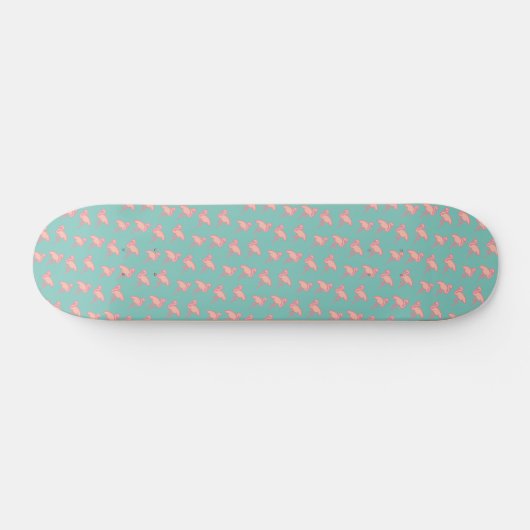 Blok van roze lamingos persoonlijk skateboard (Horizontaal)
