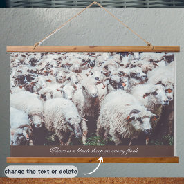 Blok van witte en zwarte schapen hangend wandkleed