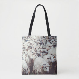Blok van witte en zwarte schapen tote bag