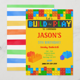 Blok verjaardagsuitnodiging kaart