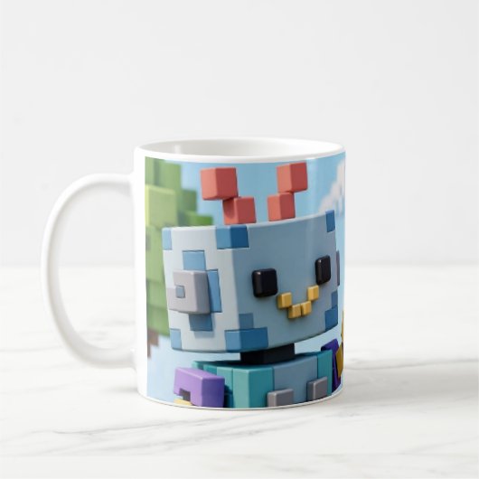 Blok voor Blok — Voxel Robot Builder Mok (Links)