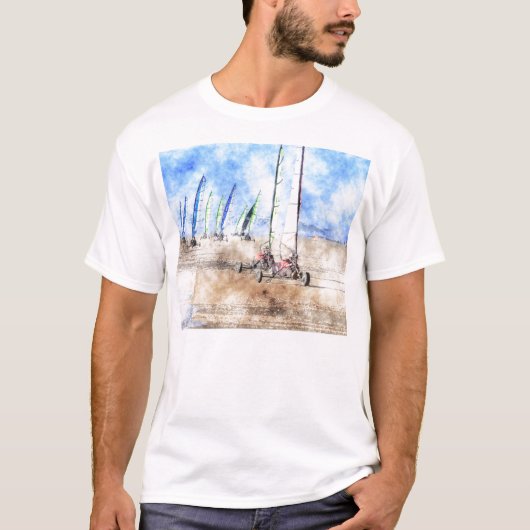 Blokart Racers op het strand T-shirt (Voorkant)