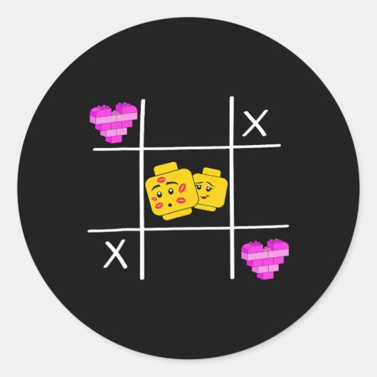 Blokbaksteen Bouw Figuur Hart Master Builder V Ronde Sticker (Voorkant)