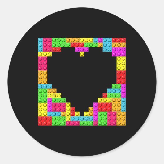Blokbaksteen Bouwmeester Bouwer Hart Valentin Ronde Sticker (Voorkant)