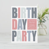 Blokbrief Verjaardagsfeestuitnodigingen Kaart (Staand voorkant)