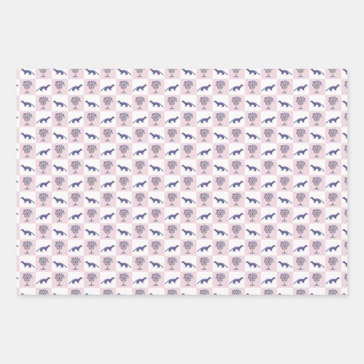 Blokdruk Botanicals en dieren Inpakpapier Vel (Voorkant 3)