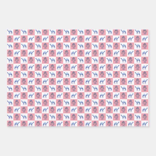 Blokdruk Botanicals en dieren Inpakpapier Vel (Voorkant)