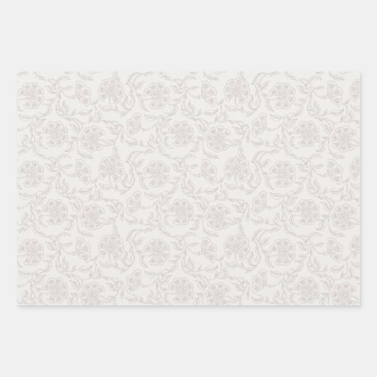 Blokdruk geïnspireerd op bloemen inpakpapier vel (Voorkant)