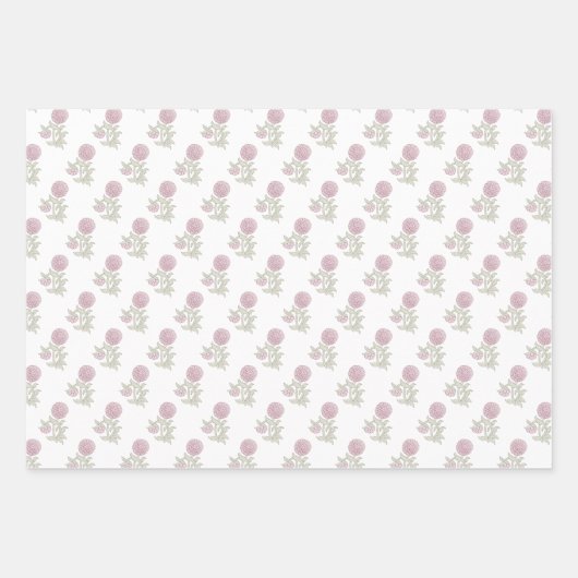 Blokdruk geïnspireerd op bloemen inpakpapier vel (Voorkant)