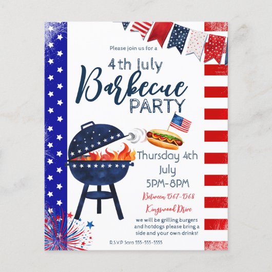 blokfeest 4th juli BBQ straat party buurman P Flyer (Voorkant)