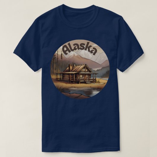 Blokhut in Alaskan bergen T-shirt (Design voorkant)