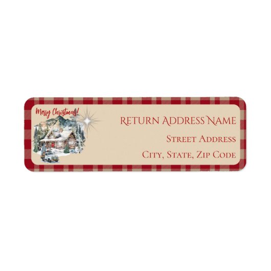 Blokhut in de bergen Kerstadreslabel Etiket (Voorkant)