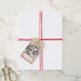 Blokhut in de bergen Kerstcadeau Label Cadeaulabel