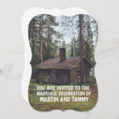 BLOKHUT IN DE BOSSEN BRUILOFT UITNODIGINGEN (Voorkant / Achterkant)