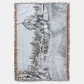  blokhut in een winterlandschapstekening deken (Voorkant Verticaal)