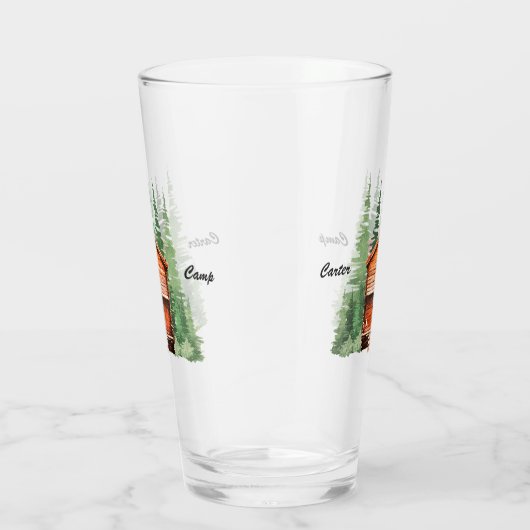 Blokhut met groenblijvende bomen glas (Rechts)