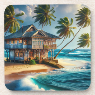 blokhut strandhuis bier onderzetter