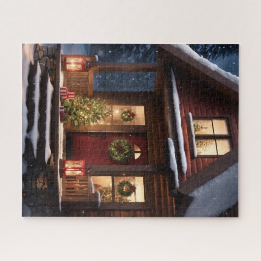BLOKHUT WINTER KERST JIGSAW PUZZEL (Horizontaal)