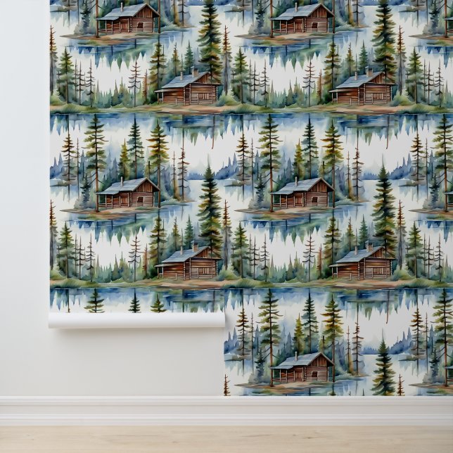 Blokhutten in de Bossen Natuur Lover's Behang (Applicatie)