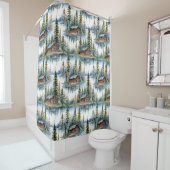 Blokhutten in de Bossen Natuur Lover's Douchegordijn (In situ)