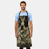 Blokjeshond runt schort (Gedragen)