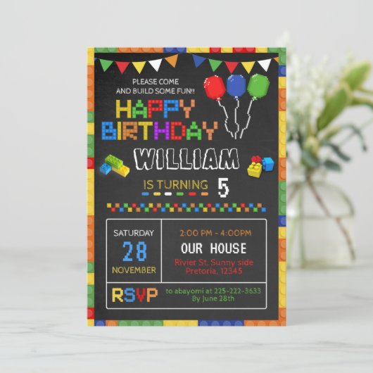 Blokjeswedstrijd - Uitnodiging om te bouwen, Puzzl (Staand voorkant)