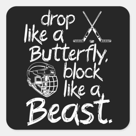 Blokkeer als een beest ijshockey vierkante sticker (Voorkant)