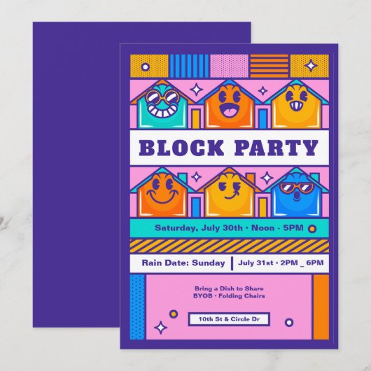 Blokkeer feesthuizen kaart (Voorkant / Achterkant)