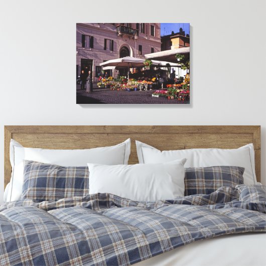 Blokkeerstallenmarkt Rome Canvas Afdruk (Insitu (Slaapkamer))