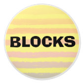 Blokkeert geel roze Paarse strepen Keramische Knop (Voorkant)