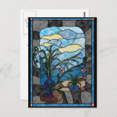 Blokkeerventilator Plant  Glas in lood stijl Briefkaart (Voorkant / Achterkant)