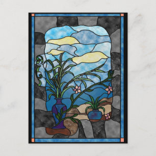 Blokkeerventilator Plant  Glas in lood stijl Briefkaart