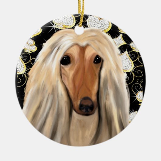 BLOKKEN AFGHAN HOUND KERAMISCH ORNAMENT (Voorkant)