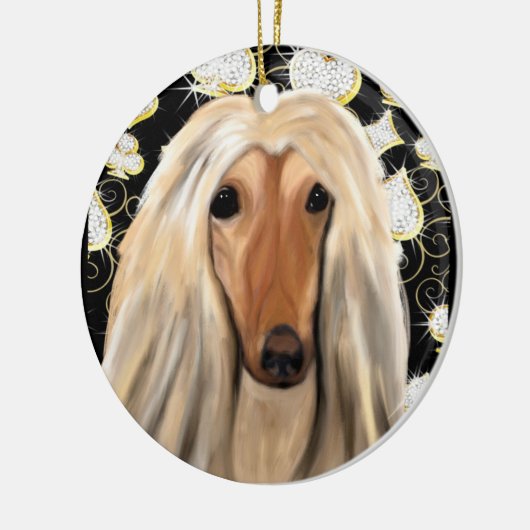 BLOKKEN AFGHAN HOUND KERAMISCH ORNAMENT (Links)