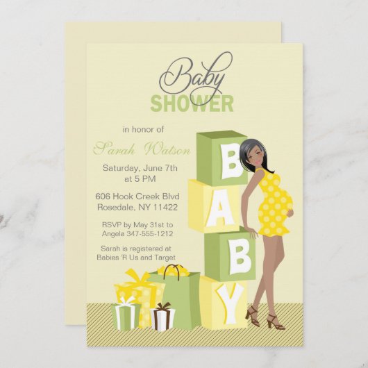 Blokken Baby shower Neutraal Afrikaans-Amerikaans Kaart (Voorkant / Achterkant)