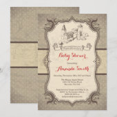 Blokken Baby shower Uitnodiging  Retro (Voorkant / Achterkant)