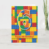 Blokken Gelukkige 6e Verjaardag Kaart (Voorkant)
