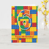 Blokken Gelukkige 6e Verjaardag Kaart (Gele Bloem)