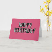 Blokken Happy Birthday (roze) Kaart (Gele Bloem)