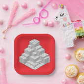 Blokken Maze Puzzle Papieren Bordje (Feest)