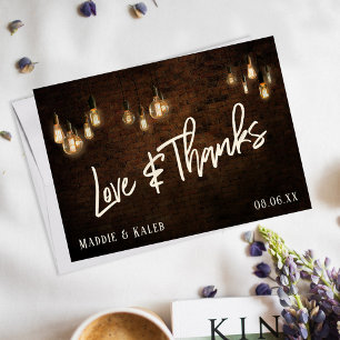 Blokken met Edison Licht Liefde & Bedankt