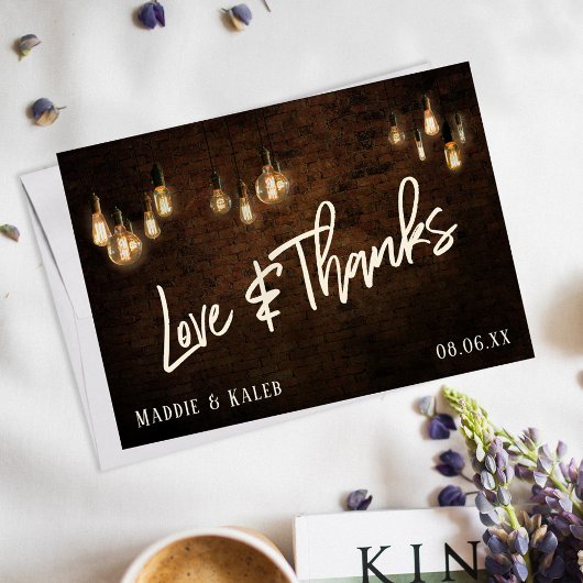 Blokken met  Edison Licht Liefde & Bedankt