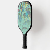 Blokken Vallende Mint Achtergrond Naam Pickleball Paddle (Links)