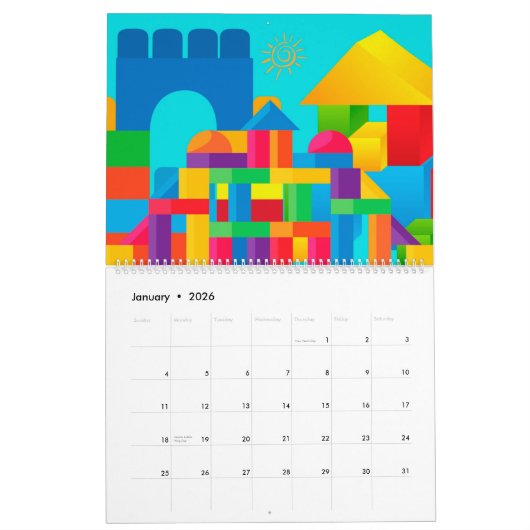Blokken van het jaar kalender (Jan 2026)